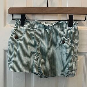 Janie and Jack 6 sage and white stripes shorts